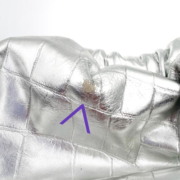 Mansur Gavriel Mini Cloud Clutch Bag Silver Metallic Leather Crossbody Strap - Picture 7 of 15